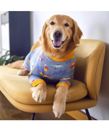 Dog Rehabilitation Suit - Soft Long-Sleeved Post-Surgery Shirt for Large & Medium Dogs | Conical Alternatives for Licking | Surgical One-Piece (7XL Shark) - Buy Online on GoSupps.com