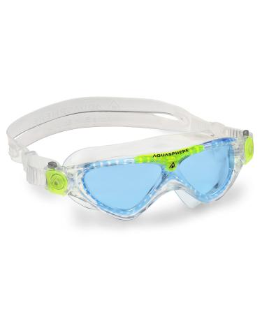 Aquasphere Vista JR swimming goggles swimming goggles for children from 6 years with UV protection and silicone seal fittings and leak-free glasses for boys & girls transparent & light green- blue lens
