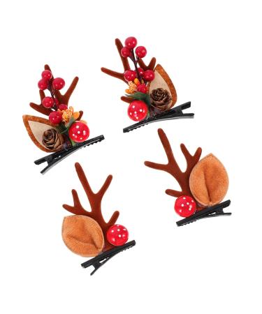 FRCOLOR 2 Pairs Hairpin Holiday Hair Clips Christmas Deer Hair Clip Christmas Hair Clips for Kids Hair Gems for Women Xmas Hair Accessories Non-woven Fabric Delicate Crocodile Skin Miss