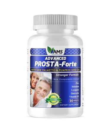 America Medic & Science Advanced Prosta-Forte (90 Caplets) | Prostate Supplement for Men | Dietary Pills with Saw Palmetto Extract Vitamin D3 Zinc and Pumpkin Seed Oil for Enhanced Prostate Health 90 Count (Pack of 1)