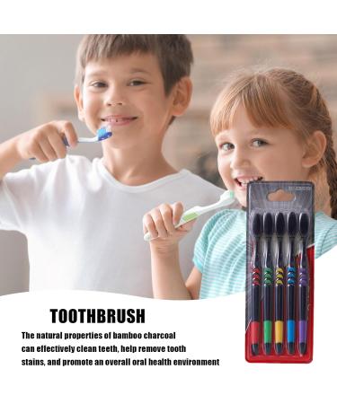 Calakono Soft Bamboo Toothbrush Set for Adults | 5 Black Charcoal Toothbrushes in Various Colors | Eco-Friendly Oral Care - Buy Online on GoSupps.com