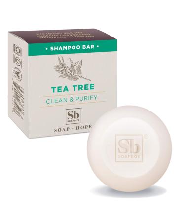 Soapbox Tea Tree Shampoo Bar  Natural  Eco Friendly Bar Shampoo for Dry Scalp | Color Safe  Sulfate Free  Paraben Free  Silicone Free  Cruelty Free  and Vegan Shampoo  3.1oz (Pack of 1)