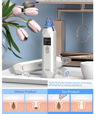 EUASOO Blackhead Remover Vacuum Kit | USB Rechargeable Facial Pore Cleanser with 5 Probes and 5 Suction Power Levels for Skin Treatment - Buy Online on GoSupps.com
