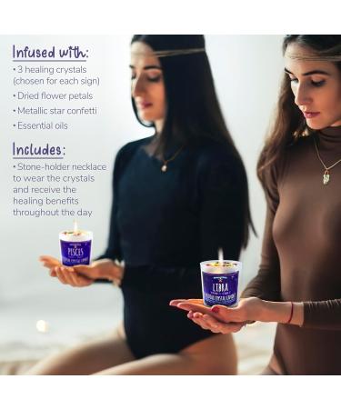 Libra Zodiac Candle Gift Box Set | DANCING BEAR | 100% Soy Healing Crystals Wood Wick | Perfect Gift for Libra & Gemini - 45 Hour Burn Time - Buy Online on GoSupps.com
