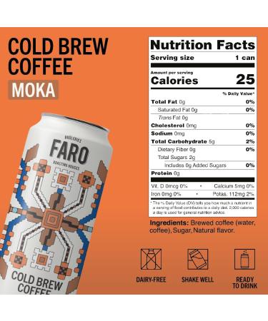 Caf FARO Cold Brew Coffee Dairy Free Low Acidity Rich Mocha Blend with Chocolate Notes Iced Coffee Drink 225 ml Ready-to-drink Coffee in Can (12 Pack) - Buy Online on GoSupps.com
