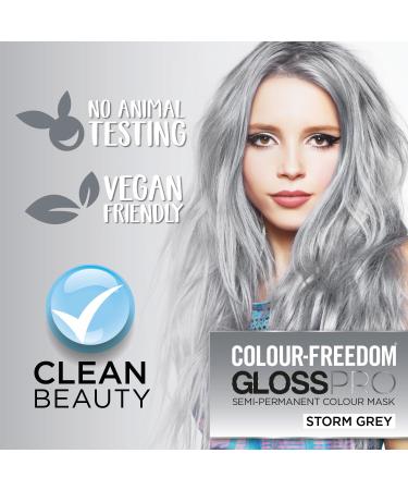 Colour-Freedom Gloss Pro Storm Grey Semi-Permanent Hair Colour 150ml - Vegan Colour Mask with PurePlex | Ammonia-Free, Ultra-Vibrant Shade Lasts 6-10 Washes | Pack of 1 - Buy Online on GoSupps.com