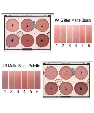 KAYNEST 6 Colors Matte Blush Palette with Marble Makeup Brush - Rose Pink Light-Luxury Contour & Highlight Face Palette (#B) - Buy Online on GoSupps.com
