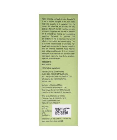 Nykaa Naturals Avocado Oil - 100% Pure Cold Pressed Hair & Face Oil for Growth Dandruff & Acne Relief - 1.01 oz - Buy Online on GoSupps.com