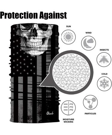 Obacle Face Mask Neck Gaiter - Sun & Dust Protection for Men and Women - Black & White Skull Face Flag Design - Buy Online on GoSupps.com