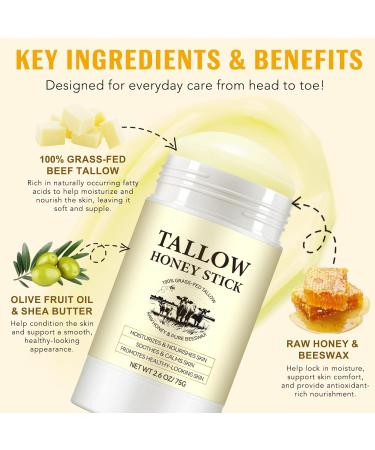 ALIVER Tallow Cream 100 GrassFed Tallow + Raw Wild Honey Beef Tallow cream moisturizes the skin beef tallow face cream Tallow Naturals Tallow Honey Balm soothes and nourishes 75 g - Buy Online on GoSupps.com