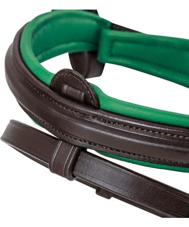 Buy Sunride English Combined Bridle Hawaii with Reins - Soft Real Leather Adjustable Anatomical Design (Full Brown/Green) - International Shipping Available - Buy Online on GoSupps.com