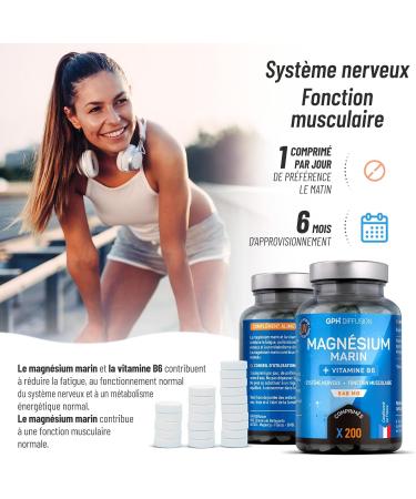 Marine Magnium + Vitamin B6-548 mg - 200 Tablets - Buy Online on GoSupps.com