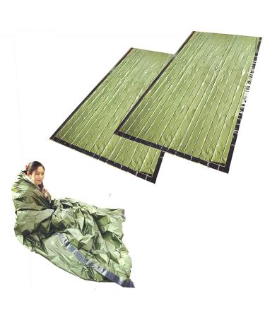 Nuer Emergency Survival Sleeping Bag, Waterproof Lightweight Thermal Blanket Mylar Bivy Sack for Camping Hiking Outdoor Adventure Activities (Green)