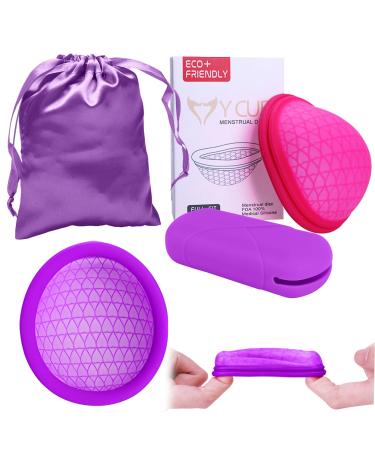 2 pieces of silicone period menstrual cup silicone set reusable periodic disc with 2 sizes (S and L) with silicone box