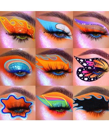 Color Liquid Eye Liner - Colorful Eyeliner Liquid Quick-Drying Eye Makeup Kit 12 Colors Highly Pigmented UV Fluorescent Eye Liner Waterproof Long-Lasting Festival Accessories for Parties - Buy Online on GoSupps.com