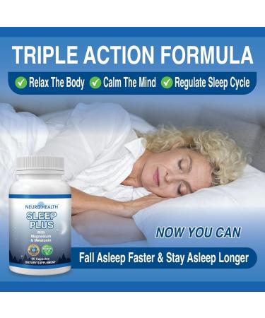 Neuro Health Sleep Plus Sleep Aid with Magnesium Melatonin and Ashwagandha 60 Capsules (1 Bottle) Herbal Sleeping Pills for Adults | Vegetarian Sleep Pills | Non-Habit Forming / 5 HTTP/Chamomile - Buy Online on GoSupps.com