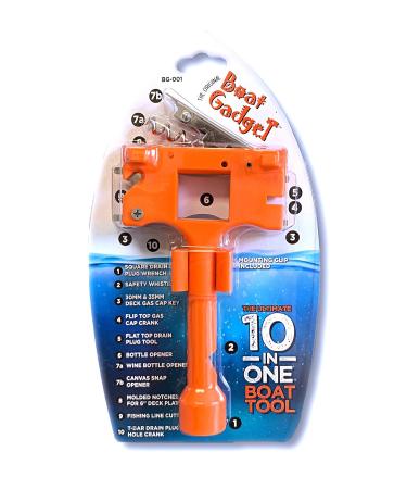 Boat Gadget  This 10-in-1 Boat Tool Includes Beer and Wine Bottle Opener, Safety Whistle, Fishing Line Cutter, Marine Gas Cap Key and Other Essential Tools  Ideal Gifts for Boat Owners Orange