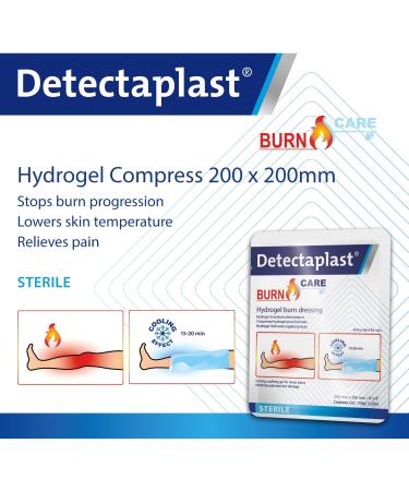 DetectaPlast Fire Wound Compress with Hydrogel - Sterile 20x20 cm (3 Pieces) for Strong Burns | Water-Based Healing Gel - Buy Online on GoSupps.com
