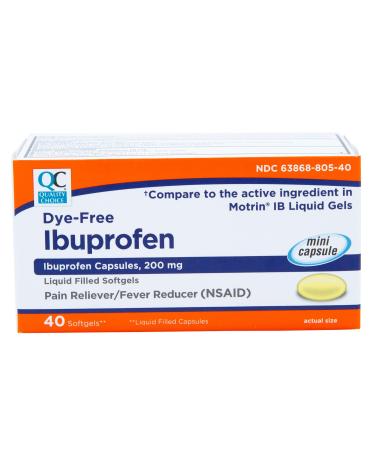 Quality Choice Ibuprofen 200 mg Liquid Gels 40 Count Easy to Swallow Pain Reliever and Fever Reducer for Headache Toothache Backache Menstrual Cramps Muscle Aches Minor and Pain