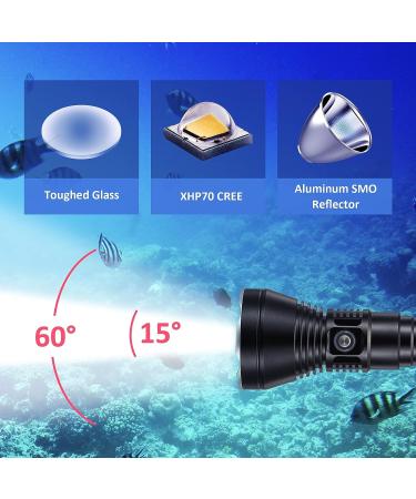5000 Lumen XHP70 LED Scuba Diving Flashlight | Super Bright Military Torch | IPX6 Waterproof Submarine Light - Buy Online on GoSupps.com