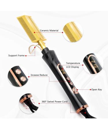 Ten-Tatent Electric Hot Comb Hair Straightener - Anti-Scald Double Sided Ceramic Beard & Hair Straightening Brush - Buy Online on GoSupps.com