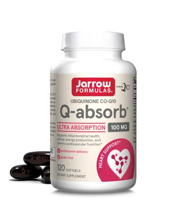 Jarrow Formulas Q-absorb Co-Q10 100 mg Dietary Supplement Antioxidant Support for Mitochondrial Health Cellular Energy Production and Cardiovascular Health 120 Softgels 120 Day Supply 120 Count (Pack of 1)