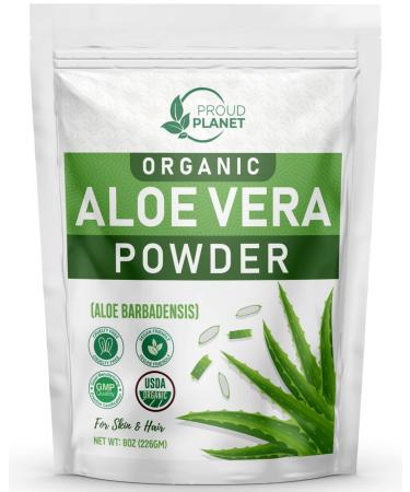 Organic Aloe Vera Powder for Hair & Face | Aloe Barbadensis | AloeVera Extract USDA Certified by Proud Planet (8 Ounce) 8 Ounce (Pack of 1)
