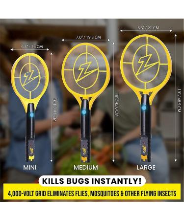 ZAP IT Rechargeable Bug Zapper Racket 4000 Volt - USB Charging Cable - 2 Pack - Large Yellow - Buy Online on GoSupps.com