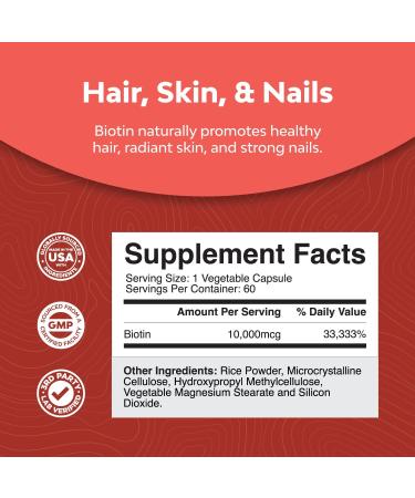 Pure Potent Biotin Vitamins for Hair Growth & Skin Health - Natural Supplement for Men and Women - Faster Metabolism Support - Buy Online on GoSupps.com