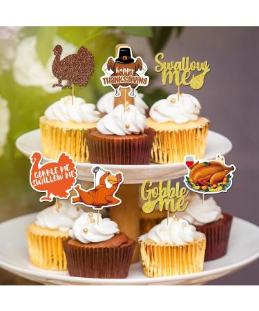 40pcs Turkey Cupcake Toppers Happy Thanksgiving Cupcake Topper Gobble Till You Wobble Decor Thanksgiving Turkey Decorations Thanksgiving Party Decorations Turkey Decorations for Home Orange and Brown - Buy Online on GoSupps.com