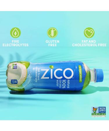 Zico 100% Coconut Water Drink - 12 Pack, 500ml - Natural Flavored, No Sugar Added, Gluten-Free - Supports Hydration with Electrolytes - Buy Online on GoSupps.com