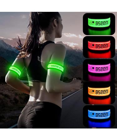 BSEEN 2 Pack LED Armbands for Running - Glow in The Dark Safety Running Gear LED Bracelet Sports Wristbands Citron Yellow - Buy Online on GoSupps.com