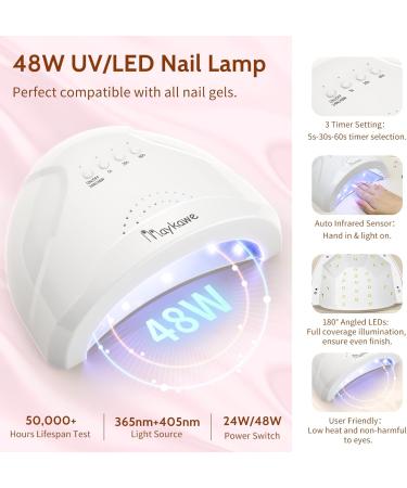 Maykawe Gel Nail Polish Set with 48W Nail Lamp - 6 Nude, Gray, Pink, Purple Colors - Base Top Coat, Manicure Tools - Shellac Nail Art Kit for Beginners - Home Salon Starter Kit - Buy Online on GoSupps.com