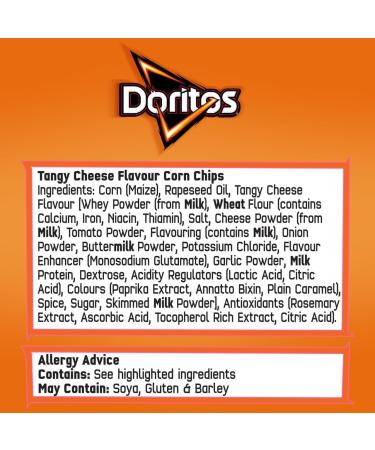 Doritos Tortilla Chips Tangy Cheese Sharing Bag Crisps 180g | Suitable for vegetarians | Seriously cheesy flavoured snacks for sharing with friends | Premium product - Buy Online on GoSupps.com
