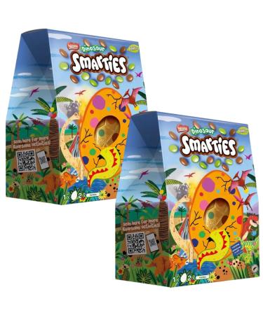 Credo Gifts Easter Egg Bundle With Smarties Dinosaur Milk Chocolate Giant Easter Egg 226g (2 Pack)