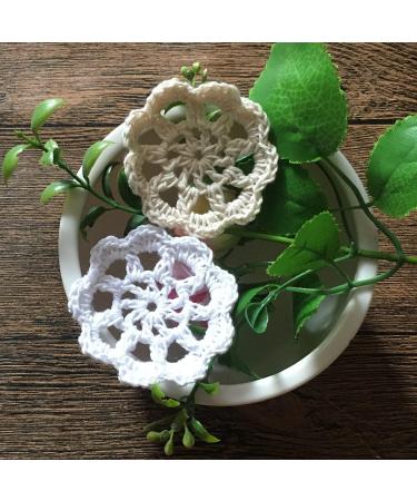 MINDPLUS 2 Inch Small Crocheted Lace Cotton Flowers Doilies Set of 18 in White and Beige - Buy Online on GoSupps.com