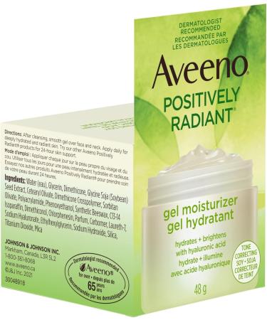 Aveeno Positively Radiant Gel Moisturizer - Dry Skin Lotion - Daily Face & Neck Cream - Hyaluronic Acid & Soy - 45 grams Day Cream - Gel - Buy Online on GoSupps.com