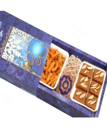 Ghasitaram Gifts Diwali Gifts Diwali Hamper Sweet Hampers - Nani's Spl Besan Barfi SOYA Sticks and Almonds Pouch Hamper Diwali Besan Barfi SOYA Sticks and Almonds