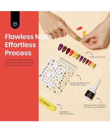 Beetles Halloween Press On Nails - 168pcs Medium Almond | 6 Colors Reusable Acrylic False Nails Kit with Glue & Stickers - Buy Online on GoSupps.com