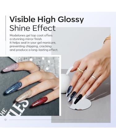 Modelones No Wipe Gel Top Coat Set - 2pcs Clear Glossy Finish | Long Lasting Nail Polish for Home & Professional Manicure | Soak Off & Ideal for Acrylic Nails - Buy Online on GoSupps.com