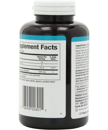 Natural Factors Unbleached Lecithin 1200 mg - 180 Softgels for Heart & Brain Health - Buy Online on GoSupps.com