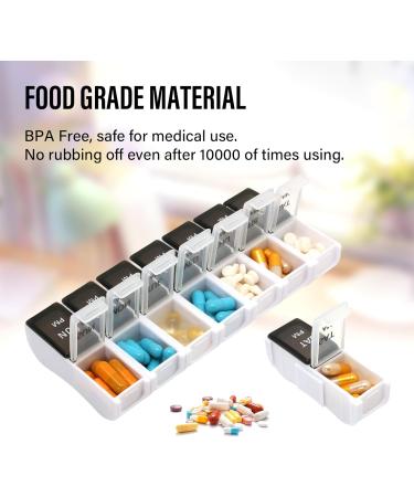 Weekly Pill Organizer - 7-Day Detachable Pill Box for Vitamins Fish Oil & Medications - Travel Friendly Black & White Design - Buy Online on GoSupps.com