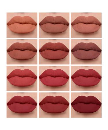 12Pcs Matte Liquid Lipstick Set - Waterproof Long Wear Pigment Lips Makeup Kits | Perfect Gift for Women - Buy Online on GoSupps.com