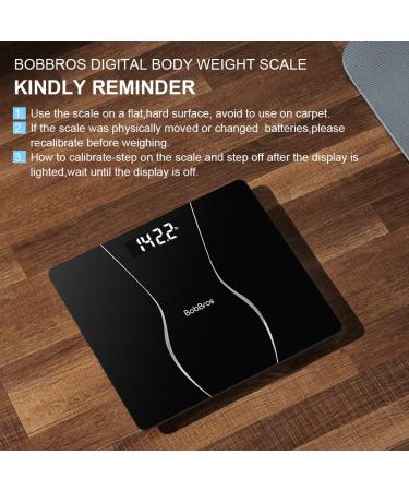 BobBros Digital Body Weight Scale - Step-On Technology, High Accuracy 0.2 lb/0.1 kg, 400 lbs/180 kgs Capacity (Black) - Buy Online on GoSupps.com