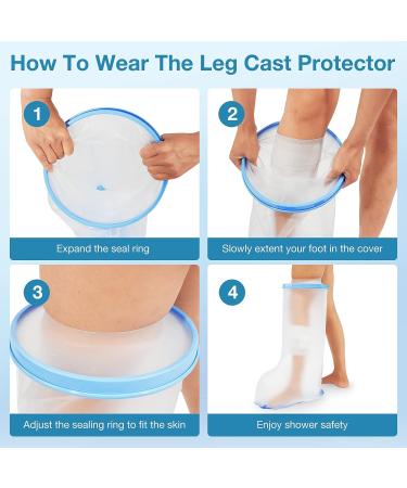 Qinaoco Waterproof Extra Wide Leg Cast Cover for Shower - XL-Extra Wide, Non-Slip Bottom - Watertight Foot Protector for Plus Size Adults - Buy Online on GoSupps.com