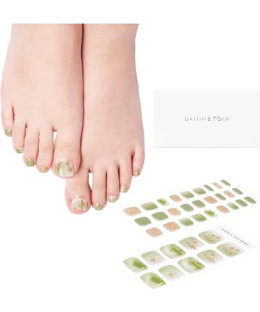 Danni & Toni Enchanted Forest Half Hardened Gel Nail Films | Green Gold Foil Glossy Stickers | 37 Nail & Pedi Wraps - Buy Online on GoSupps.com