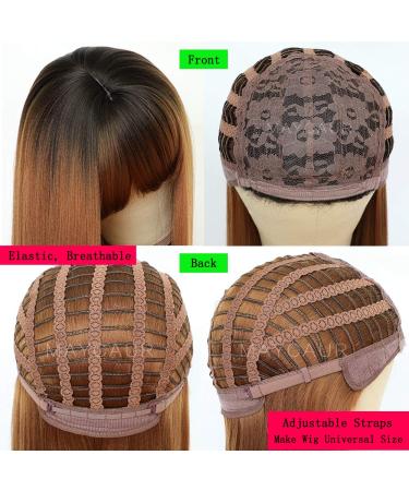 Maycaur Blue Synthetic Hair Wig with Full Bangs | Long Straight Heat Resistant No Lace Wig for Women - Dark Blue - Buy Online on GoSupps.com