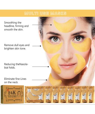 Voluxss 24K Gold Under Eye Treatment Mask - 20 Pairs Crystal Collagen Patches for Puffy Eyes, Dark Circles, Fine Lines & Wrinkles - Anti Aging Eye Gel Pads - Buy Online on GoSupps.com