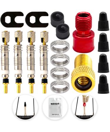 French Presta-Verand Sclaverand Bicycle valves replacement set premium: valve insert valve key valve protection cap auto-valve adapter SV AV attachment tool tool kit tubeless - Buy Online on GoSupps.com