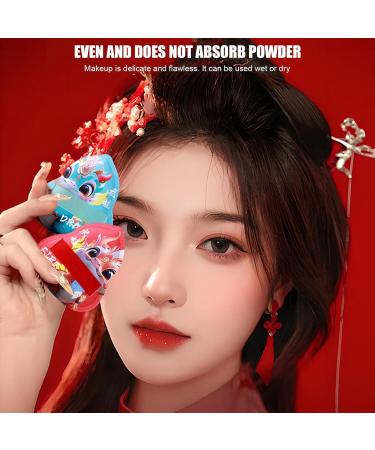 Makeup Puff Dragon Pattern Setting Powder Puff Face Makeup Puff with Storage Box Makeup Sponges for Applying Loose Or Pressed Powders - Buy Online on GoSupps.com